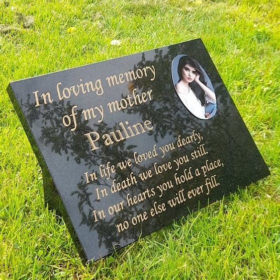 Personalised Granite Memorial Plaque Grave Marker Stone Slanted Headstone