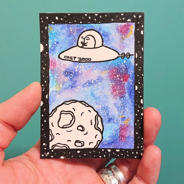 Chep 3000.Original ACEO watercolour and ink painting