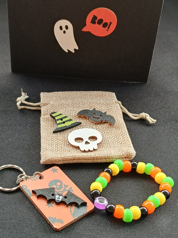 Handmade Halloween bracelet and keyring 