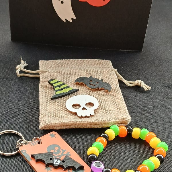 Handmade Halloween bracelet and keyring 