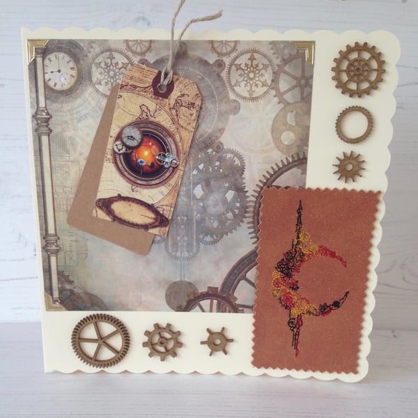 Steampunk Moon card PB4