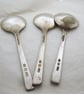 Three Rude Cereal Spoons, Handstamped Dessertspoon Set - Image 4