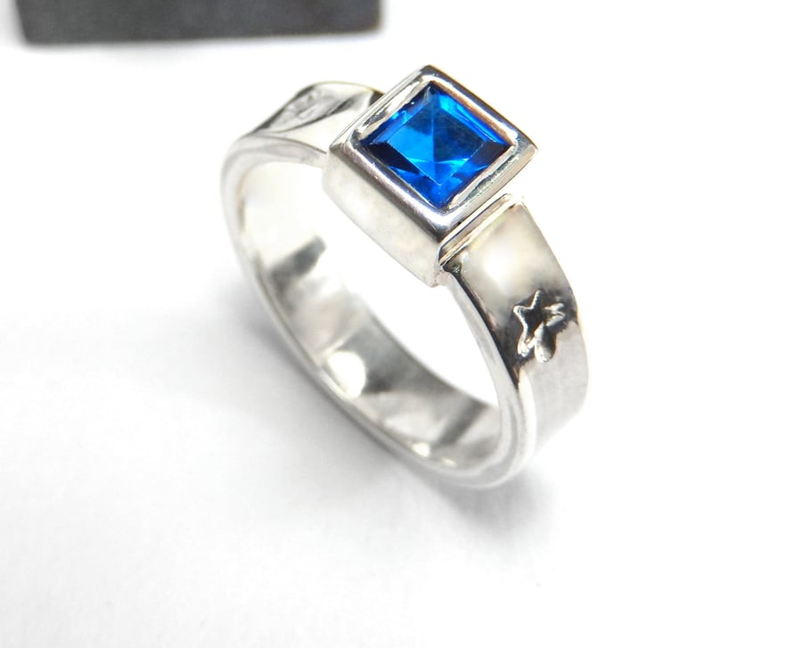 Sterling silver blue zirconia ring