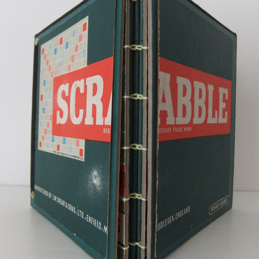 Handmade Scrabble notebook / handmade journal made from vintage Scrabble board