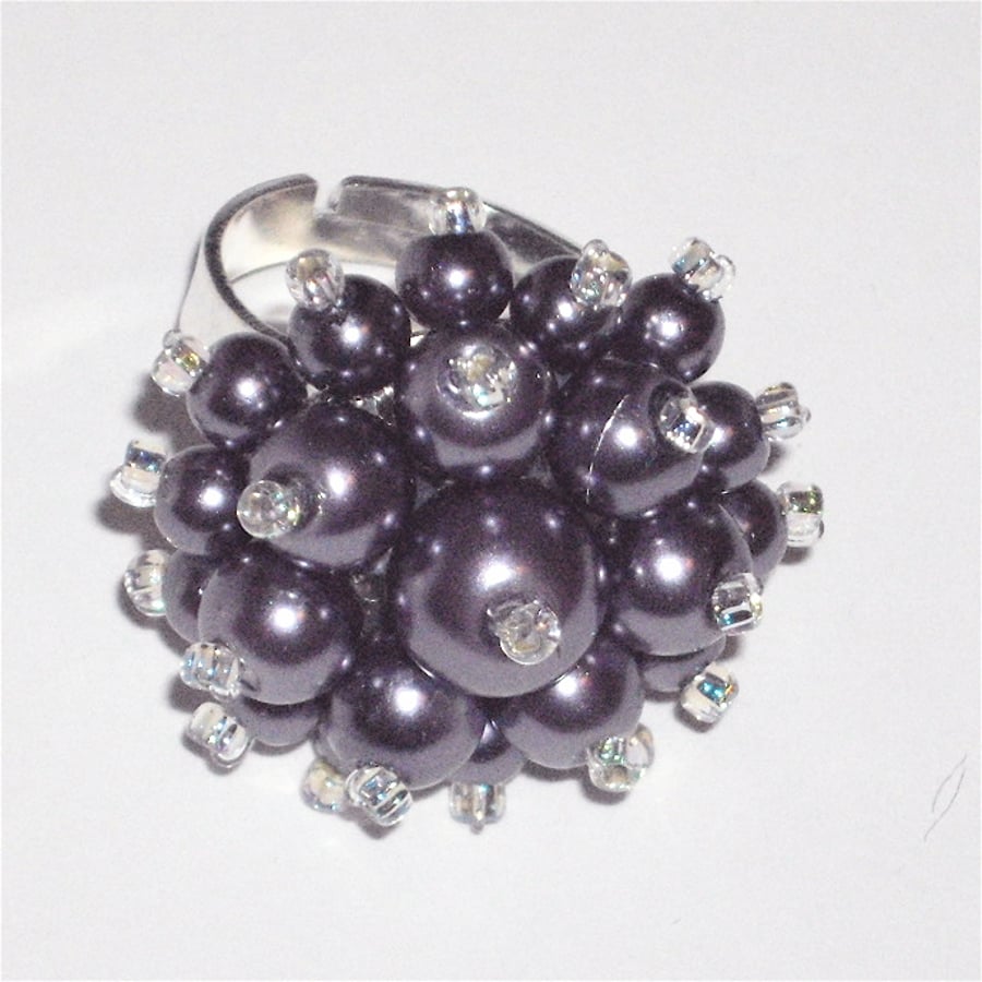 Lilac Pearl Bead Bling Ring