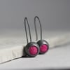 Fuchsia Sphere Sterling Silver Drop Earrings