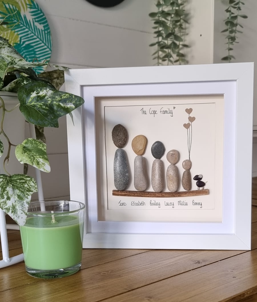 Personalised Our Family Pebble Picture 8" x 8"