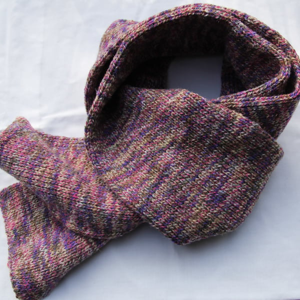 Hand Knitted Random Heather Shades Wool & Acrylic Mix Scarf