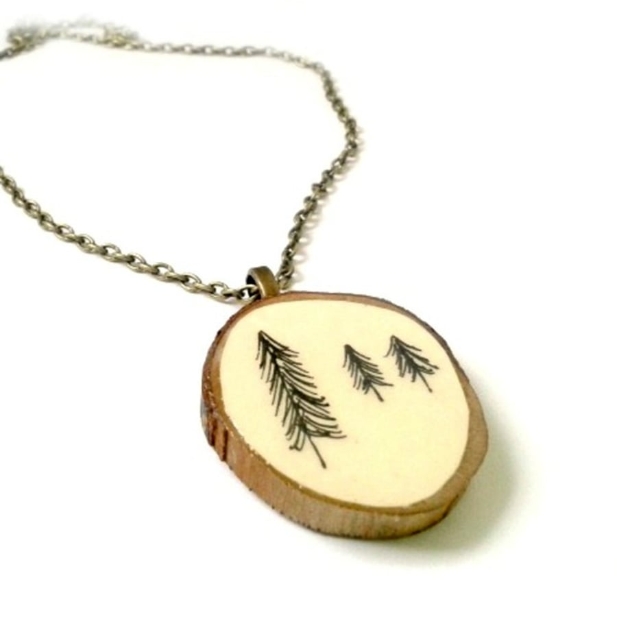 Hand Illustrated Paper Natural Tree Bark Necklace