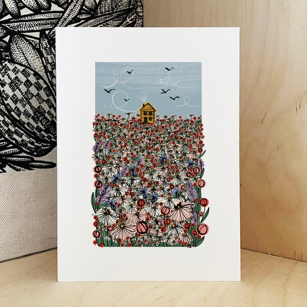 Farmhouse Print - Wildflower Meadow Art Print, A3 