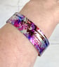 Cuff bracelet, abstract purple pink metal bangle. Perfectly imperfect. B613 - Image 2