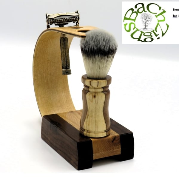 Laminated Maple,Ash,Black Walnut wood Shaving Stand for brush & razor.(SKU-SS25)