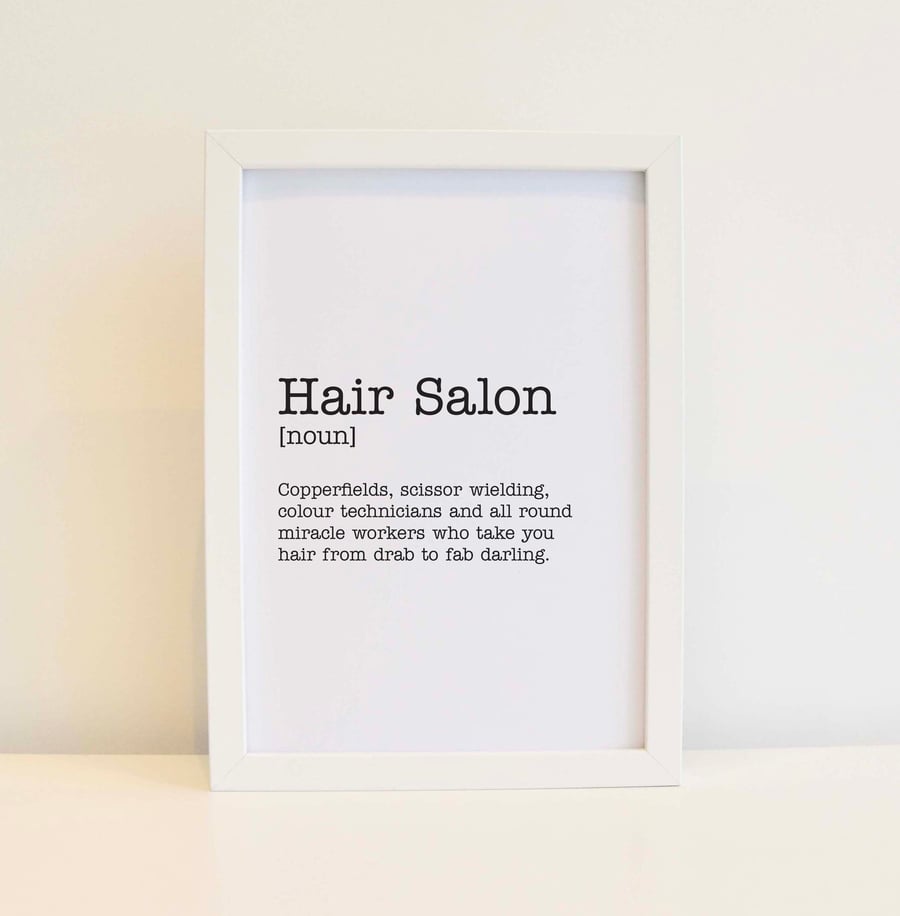 Hair Salon Wall Art - Definition Print, Salon decor. Free delivery