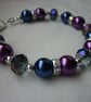 WINE AND NAVY CRYSTAL RONDELLE BRACELET.  632 - Image 3