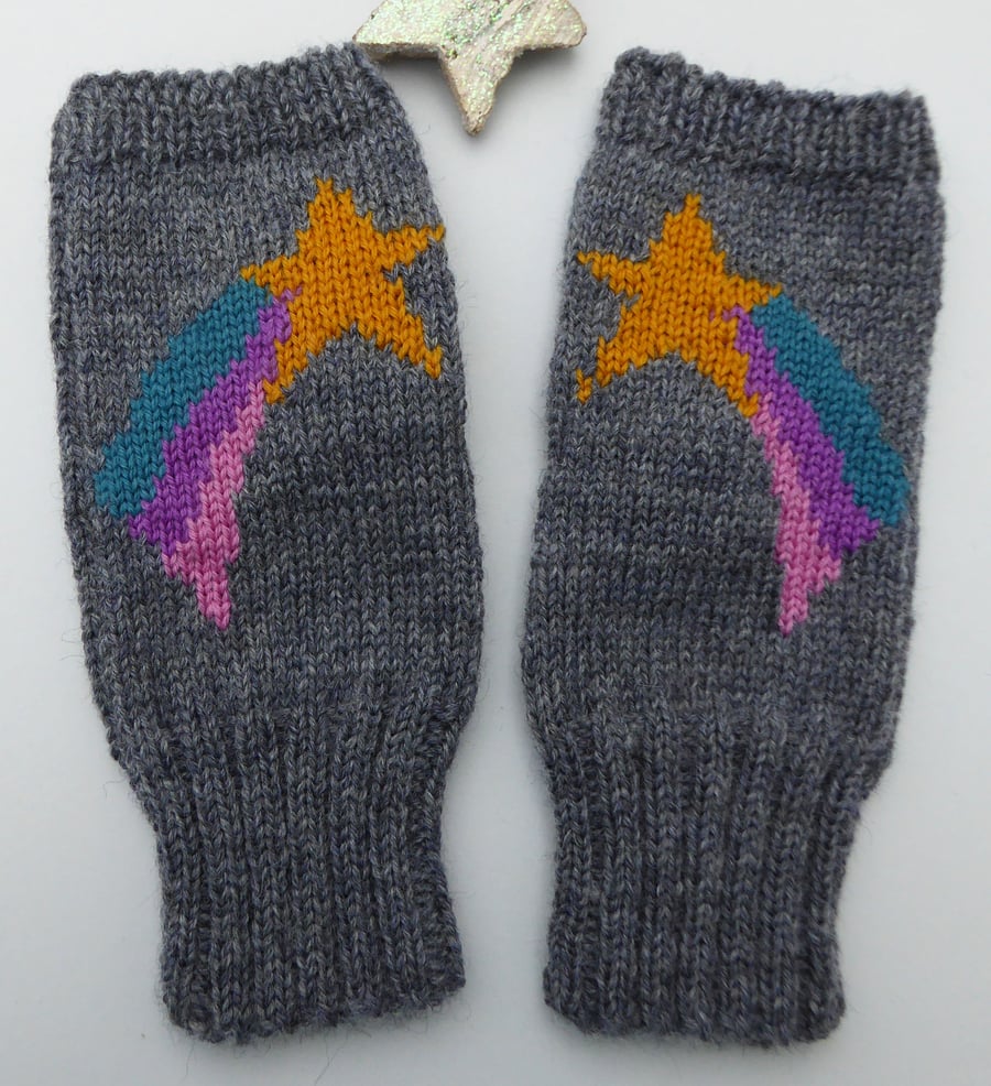 Gloves Fingerless with Shooting Stars Knitted design