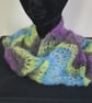 47. Handknitted Fine Lacy Scarf .Multicoloured . Measures 50" x 8" - Image 2