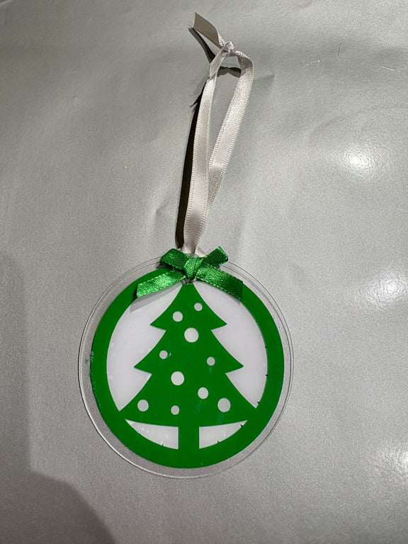 Green Christmas Tree Acrylic Ornament – Festive Hanging Decoration