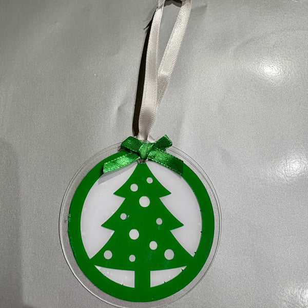 Green Christmas Tree Flat Bauble 