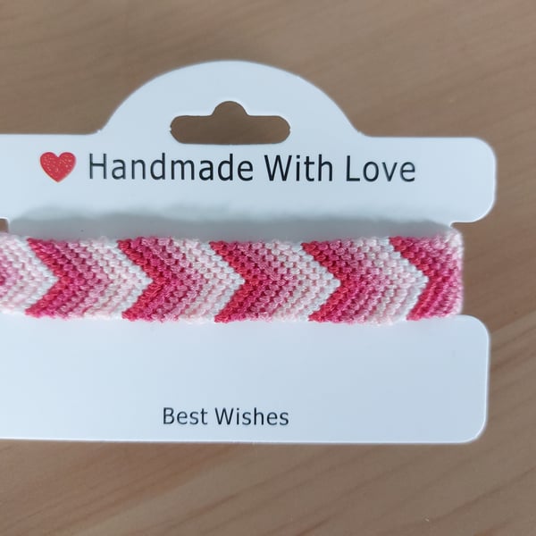 Pink Chevron Friendship Bracelet – Handmade Textile Jewellery
