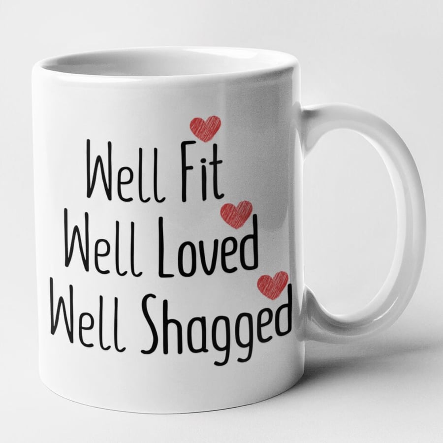 Well Fit Well Loved Well Shagged Valentines Anniversary Mug Gift Idea Funny 