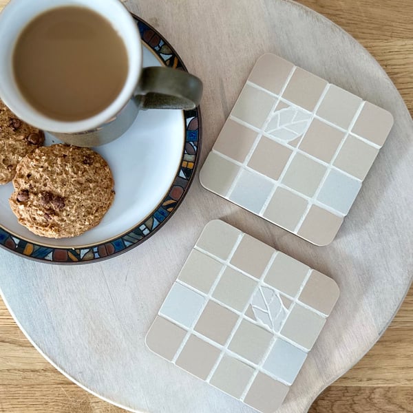 Coaster Set - Two Mosaic Chequerboard Coasters
