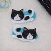 Black and white cat felt toddler hair clips