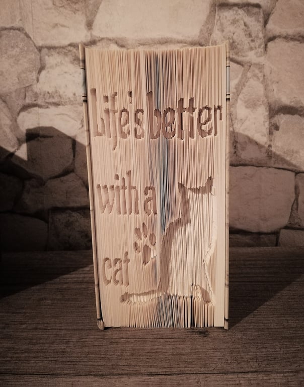 Life's better with a Cat CUT & FOLD Book Folding Pattern - EMAILED PDF PATTERN