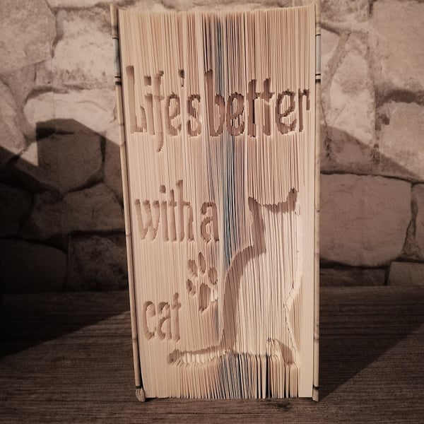 Life's better with a Cat CUT & FOLD Book Folding Pattern - EMAILED PDF PATTERN