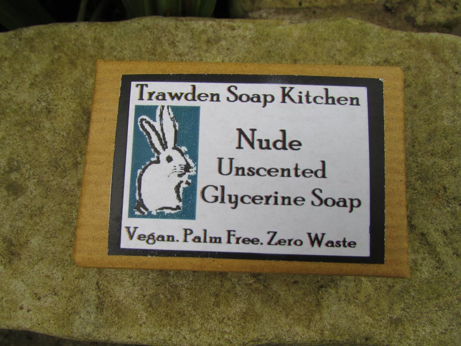Nude Glycerine Palm Free Soap Bar, 100g, Scent Free . Vegan and Cruelty Free