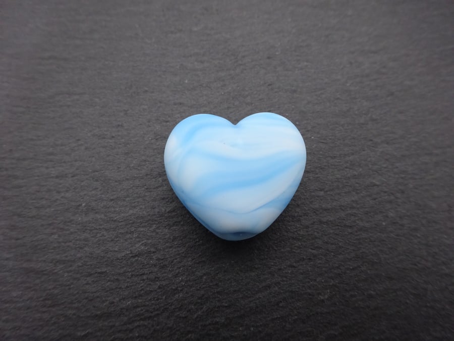 lampwork glass beads, pastel blue heart focal