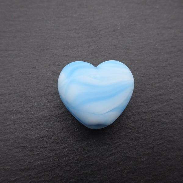 lampwork glass beads, pastel blue heart focal