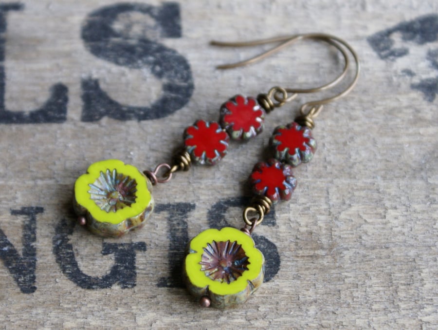 Vibrant Czech Glass Drop Earrings