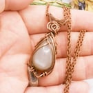Elven Style Grey Moonstone Copper Necklace