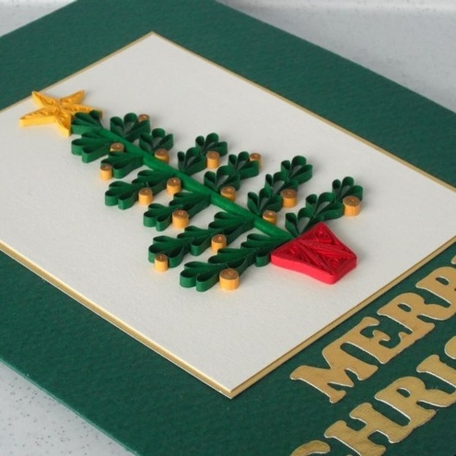 Christmas card, quilled tree