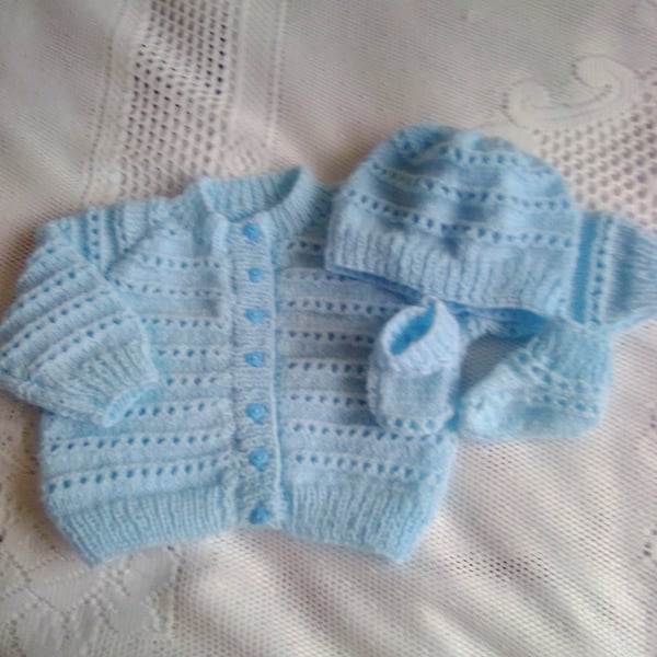 Baby's Hand Knitted Textured Cardigan Set, Gift Idea for Babies, Custom Make