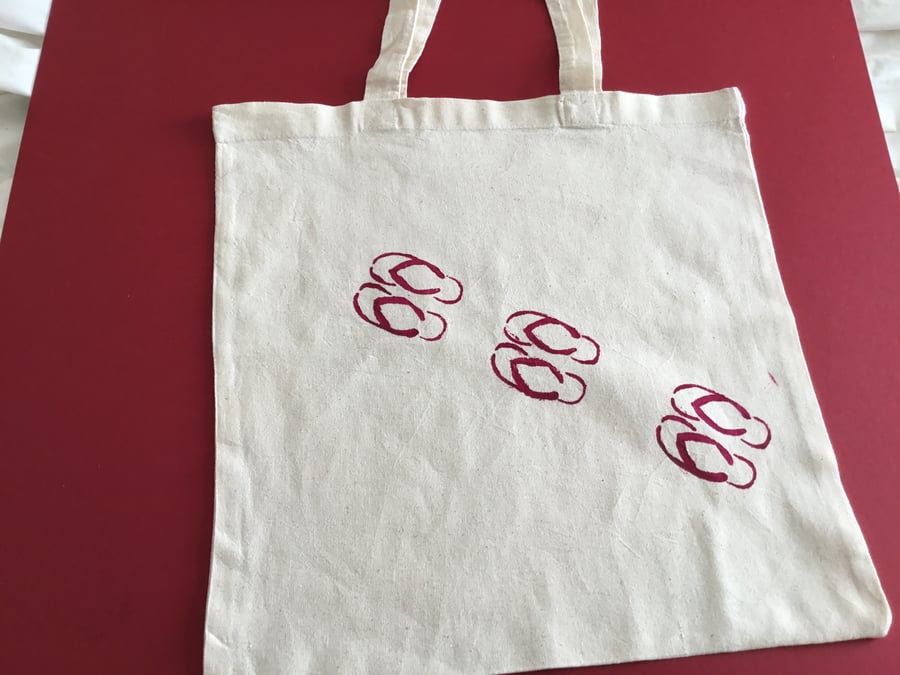  Hand stenciled tote bag made from recycled cotton. Seconds Sunday