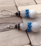 Frosted Agate Snowman Earrings With Blue Scarf - Image 5