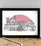 Wigan Skyline Art Print - Image 1