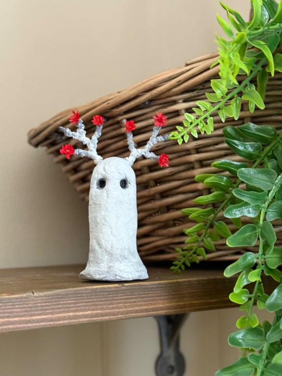 Red Spun Cotton Woodland Antler Ghost