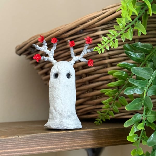 Red Spun Cotton Woodland Antler Ghost
