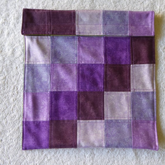  Wheat Bag from Patchwork Squares in Purples. Microwave Heat Pad. 