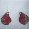 KIDNEY SHAPED ENAMELLED EARRINGS - SMALL & DAINTY WITH SILVER WIRE