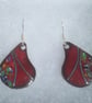 KIDNEY SHAPED ENAMELLED EARRINGS - SMALL & DAINTY WITH SILVER WIRE