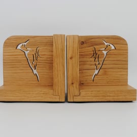 Wooden Woodpecker Bookends