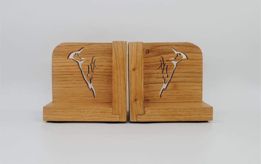 Wooden Woodpecker Bookends