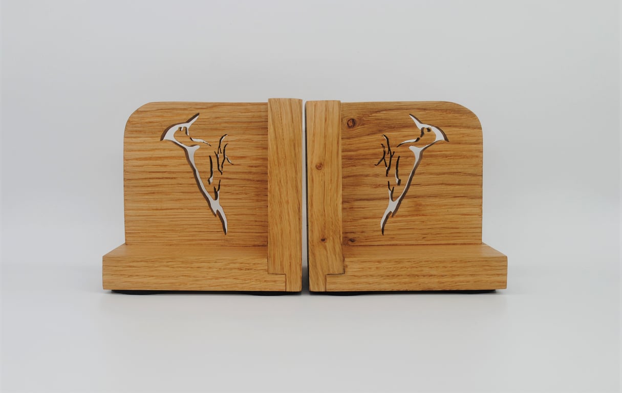 Wooden Woodpecker Bookends