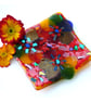 Fused Glass Rainbow Dish Flowers Handmade gift Floral Mothers day Mum - Image 1
