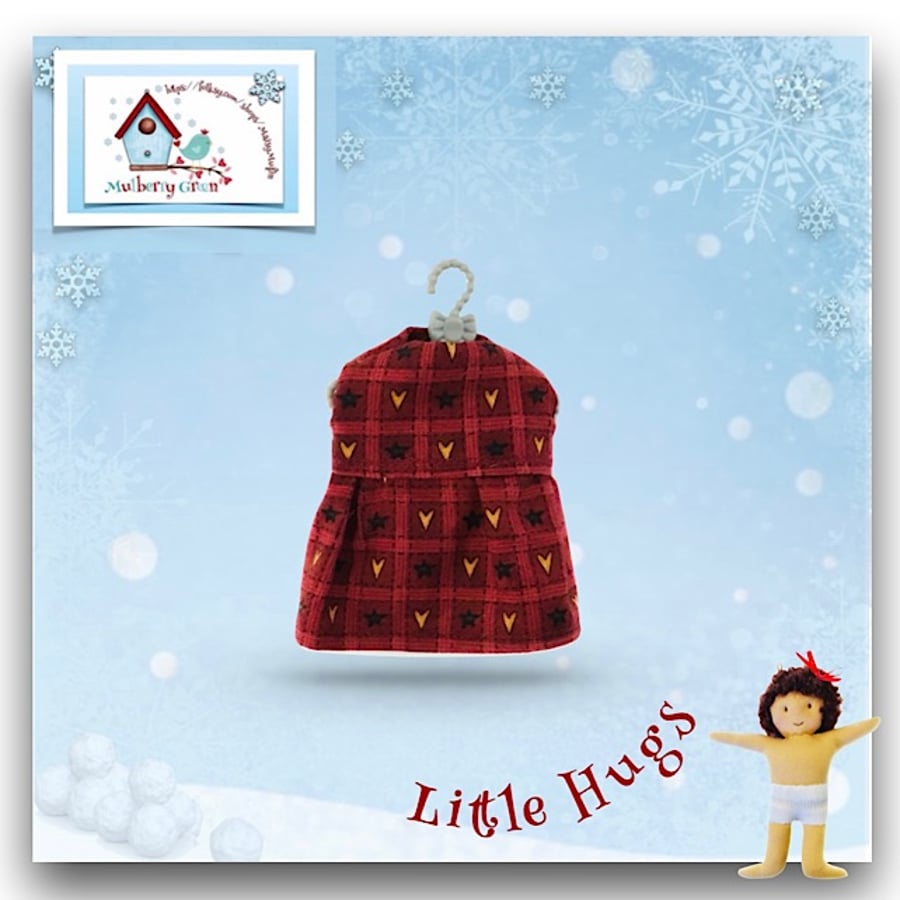Reserved for Kat - Christmas Hearts Dress to fit the Little Hugs dolls