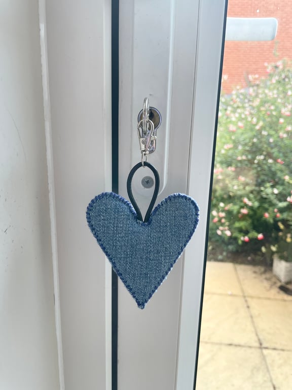 Recycled Jeans Heart Keyring