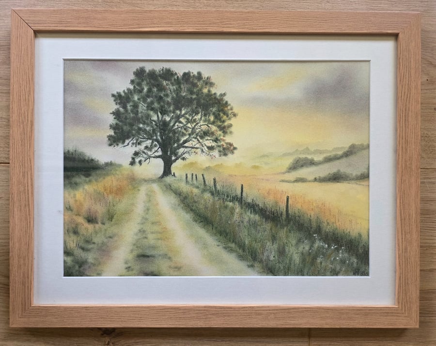 'Peaceful Dawn' original soft pastel drawing